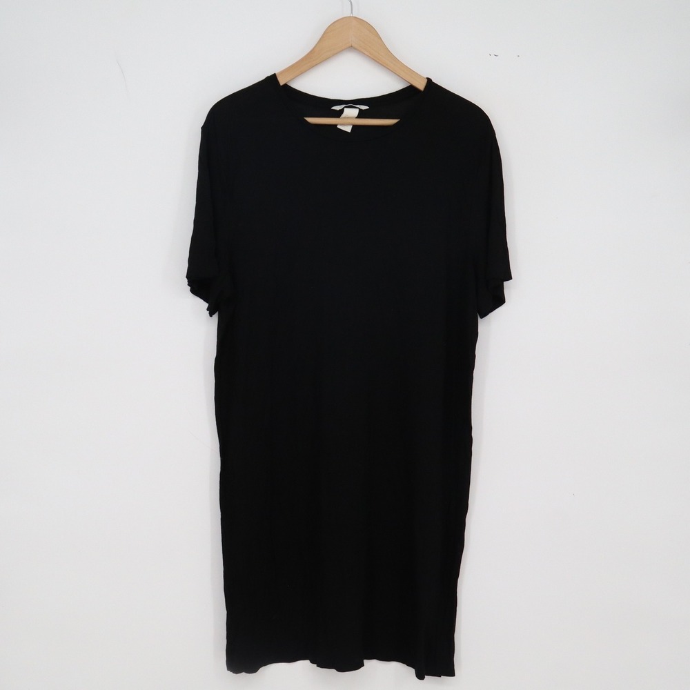 H&M T-Shirt Dress Womens L Basic Black Short Sleeve Crew Neck Excellent